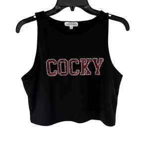 Stewart Simmons Top Size L Black Sequined Cocky USC Gamecocks Graphic Tank